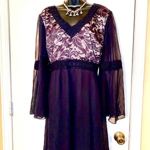 💫Black Venus Sheer Lace Dress with Long Sleeves.